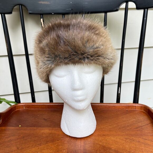 VTG Boutique Kate\'s Real Fur Pillbox Hat Jackie O Mod Winter Glam main image 6